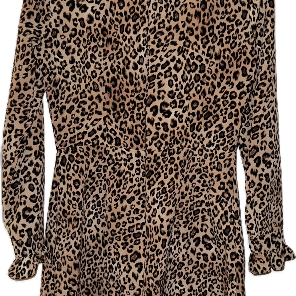 Leopard Print Long Sleeve Mini Dress with Ruffles - Picture 5 of 7